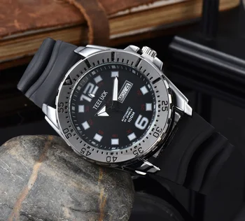 Кварцевые часы AAA Luxury band Со светящимся SK двойным Календарем, вращающийся безель, Хронограф, нержавеющая сталь, резина, 44 мм, мужские наручные часы