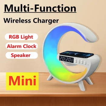 Мини Многофункциональное беспроводное зарядное устройство Подставка Динамик TF RGB ночник станция быстрой зарядки для iPhone Samsung Xiaomi Huawei