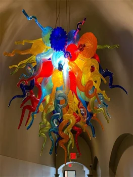 Современная многоцветная люстра, Художественная Дизайнерская Подвесная лампа из выдувного стекла для дома, Светильники для помещений, Столовая