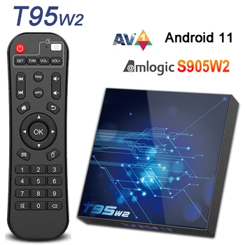 T95W2 Android 11 Smart TV Box Amlogic S905W2 16 ГБ 32 ГБ 64 ГБ AV1 2,4 G и 5G Двойной Wifi BT4.0 4K HDR телеприставка медиаплеер