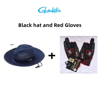 2023 Новый набор шляп и перчаток Gamakatsu, солнцезащитный козырек, рыболовная шляпа, рыболовная кепка, панама с регулируемым подбородком, рыболовные перчатки с защитой от скольжения