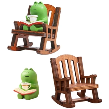Милое кресло-качалка, настольные украшения, Офисное оборудование, Милый декор стола, зеленый + коричневый