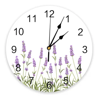 Настенные часы с фиолетовым цветком лаванды, большие современные кухонные обеденные Круглые настенные часы, бесшумные подвесные часы для спальни