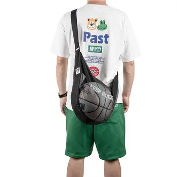 Уличная сумка для игры в мяч по диагонали на одно плечо, аксессуар для студенческих спортивных тренировок, баскетбольный рюкзак, легкий нейлоновый сетчатый карман для хранения вещей