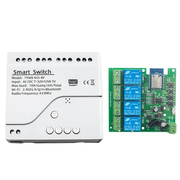 Tuya Smart Switch 4CH Tuya Wifi Switch DIY Таймер AC/DC 7-32 В 4CH RF Smartlife Модуль Домашней Автоматизации для Alexa Google Home