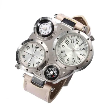 Мужские шикарные кварцевые спортивные часы с двойным механизмом, креативные Цифровые часы-браслет с 4 циферблатами, водонепроницаемые уличные часы с термометром и компасом