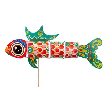 Китайский Культурный Дизайн Фонаря Lucky Fish Lantern Diy Kit Бумажные Фонарики Ручной Работы в Китайском Стиле Lucky Fish для середины осени