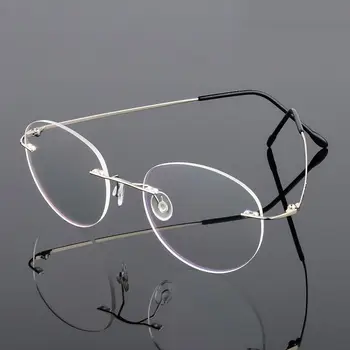 Женские складные очки в оправе без оправы, Мужские и женские Сверхлегкие овальные оправы для очков при близорукости из титанового сплава