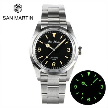 Мужские часы San Martin в стиле ретро с роскошным сапфиром 39 мм, серия Explore Climbing, спортивные Автоматические механические часы YN55, светящиеся 10 бар