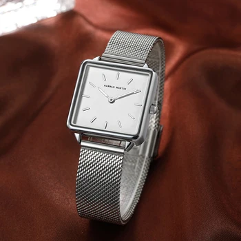 Часы Hannah Martin от ведущего бренда, японский механизм, наручные часы для женщин, простой квадратный повседневный ремешок, кварцевые женские часы, Подарочная коробка