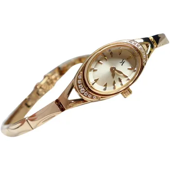 Роскошные и модные женские кварцевые часы с овальным браслетом, инкрустированным бриллиантами