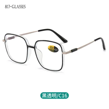 Очки для чтения Женские Мужские Большие металлические полнокадровые компьютерные пресбиопические очки с защитой от синего света от + 0,05 до + 4,0