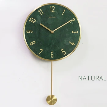 Простые часы-качели из скандинавского мрамора: легкая роскошная металлическая рама из мрамора с часами из натурального мрамора
