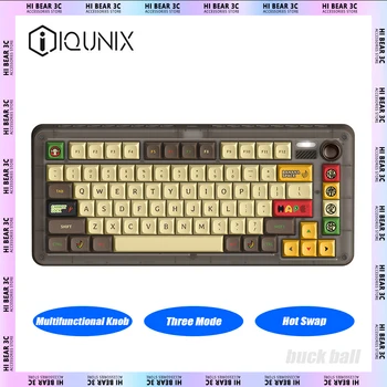 Механическая клавиатура IQUNIX ZX75 Многофункциональная ручка Трехрежимная Беспроводная игровая клавиатура с горячей заменой 81 Клавиша RGB Gamer Mac Office
