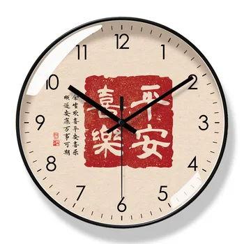 Бесшумные настенные часы в китайском стиле, простые модные украшения, часы для гостиной, спальни, подвесные кварцевые часы