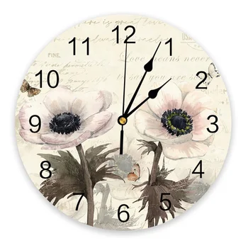Старинные настенные часы с цветочной бабочкой, бесшумные цифровые часы для украшения дома, спальни, кухни, подвесные часы