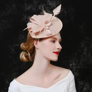 Женская шляпа-чародей с имитацией льняных перьев, чаепитие, коробочка для пилюль, цветочное дерби, винтажная сетчатая повязка для волос, головные уборы-чародейки