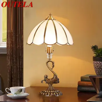 OUTELA Современные настольные лампы Swan Copper, светодиодные Креативные настольные лампы из латуни и стекла в стиле ретро для дома, гостиной, спальни, кабинета, декора