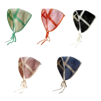 Элегантный Женский вязаный треугольный шарф для фотосессии на природе, связанный крючком, весенне-летняя вязаная повязка для волос для путешествий