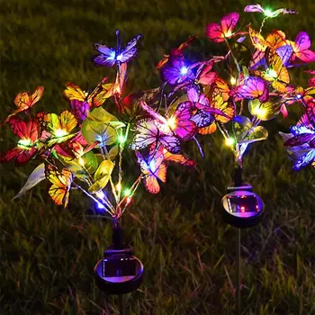 2 Шт Новая солнечная садовая лампа солнечная бабочка фонарь дорожка во дворе газон наружная водонепроницаемая декоративная лампа, меняющая цвет
