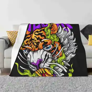 Meong / Лидер продаж, Высококачественное теплое фланелевое одеяло с рисунком тигра, Праздник милых красочных животных