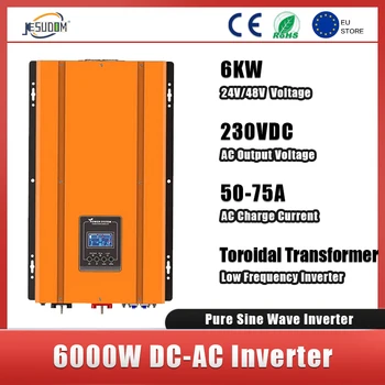 Инвертор Tiroidale 6kw Onda Pura Off Gird Power Inverter Чистый Синусоидальный Выходной сигнал 230V240VAC Напряжение батареи 24V48V Низкая Частота