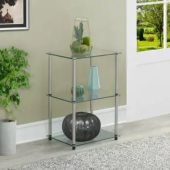 Классический Стеклянный Высокий 3-ярусный столик, стекло