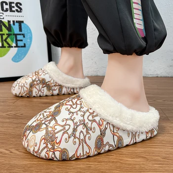 Новые женские зимние слипоны, сохраняющие тепло, Удобная домашняя хлопчатобумажная обувь, легкие тапочки Для мужчин, обувь с хлопковой подкладкой
