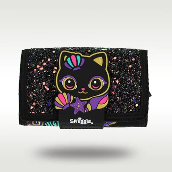 Австралия Smiggle Оригинальная детская сумочка Милый черный кот Яркий клатч многослойные тканевые сумки Кошелек для монет для девочек 5 дюймов