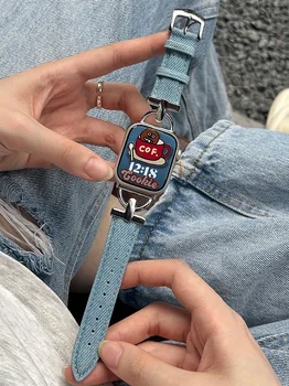 Подходит для Apple Apple Watch iwatch8765 generation SE, ниша для ремешка из денима в западном стиле, новый летний стиль.