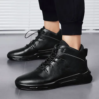 Jason.Ботинки Martins, черные кожаные туфли с высоким берцем, мужская демисезонная защитная обувь для лодыжек, мужские повседневные деловые ботинки, обувь