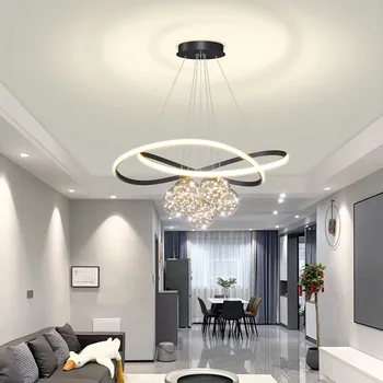 Подвесной светильник, светодиодная художественная люстра, современный домашний декор для гостиной, столовой, подвесной комнаты, внутреннее освещение для кухонных принадлежностей