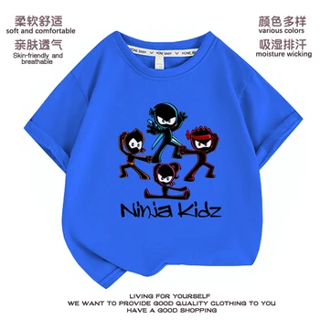 Футболка для мальчиков, летняя футболка с 3D принтом NINJA KIDZ, забавный модный топ в стиле харадзюку, футболки для мальчиков и девочек от 2 до 12 лет