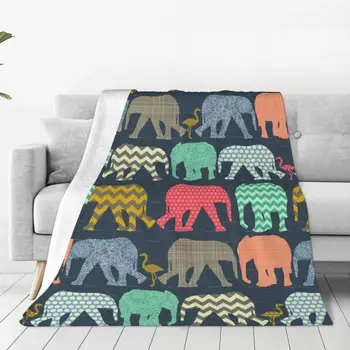 Мягкое фланелевое покрывало Elephant Flamingo Art для дивана-кровати, теплое одеяло, легкие одеяла для дивана, дорожное одеяло