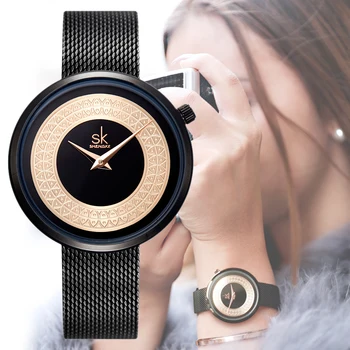 Элегантные женские часы SHENGKE в классическом стиле Баян Женские наручные часы Подарок на годовщину Простые кварцевые часы
